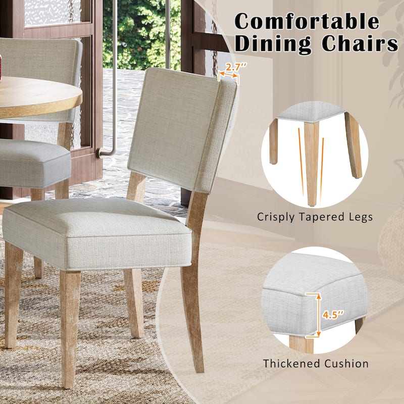5-Piece Round Dining Table Set For 4,Kitchen Table And Chairs Set Of 4,Wood Dining Table With 4 Upholstered Chairs