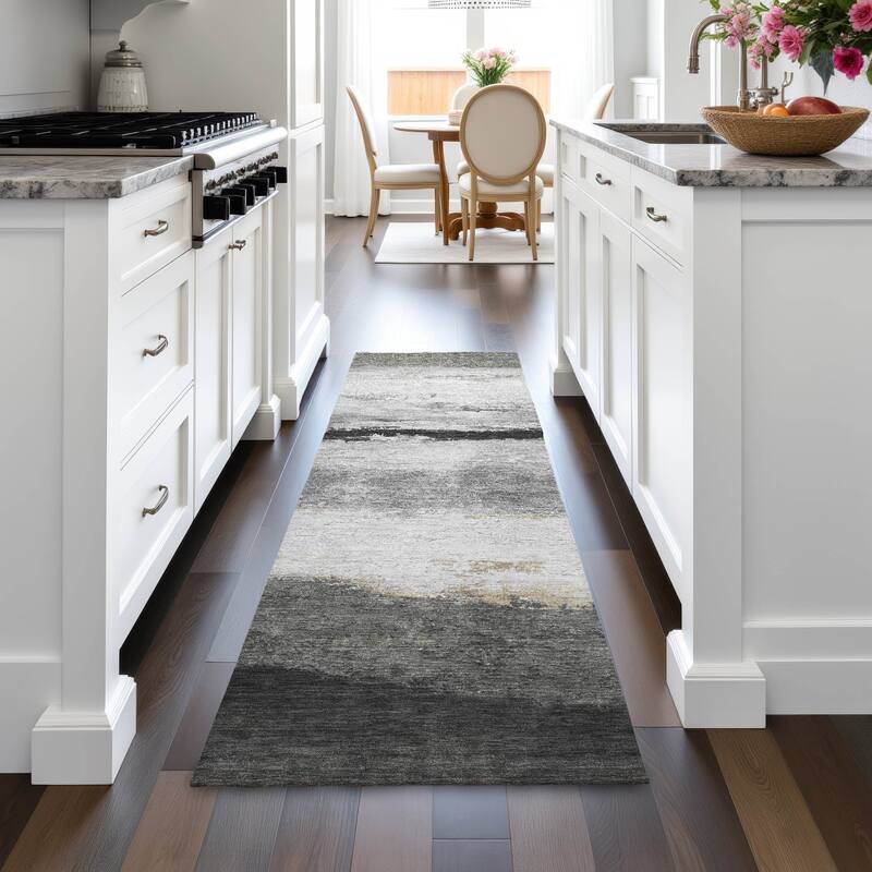 Machine Washable Indoor/Outdoor Watercolor Ombre Chantille Rug