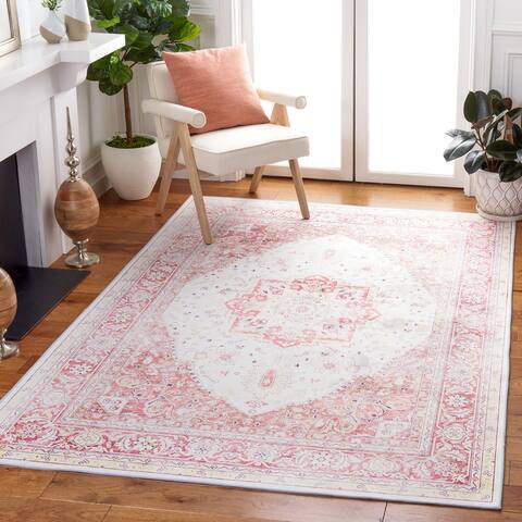 SAFAVIEH Tucson Machine Washable Slip Resistant Cynthia Oriental Medallion Rug