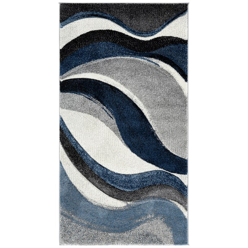 SAFAVIEH Hollywood Zohreh Mid-Century Modern Abstract Rug - 2'7" x 5' - Grey/Blue