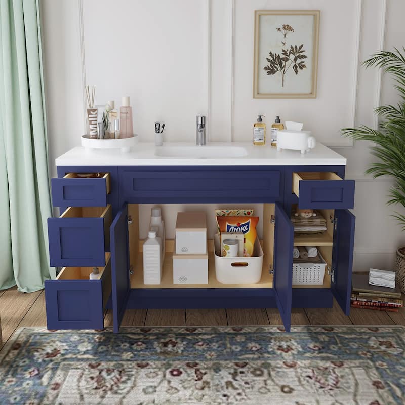 Vanity Art 60" Oak Freestanding Bathroom Vanity Cabinet without Top