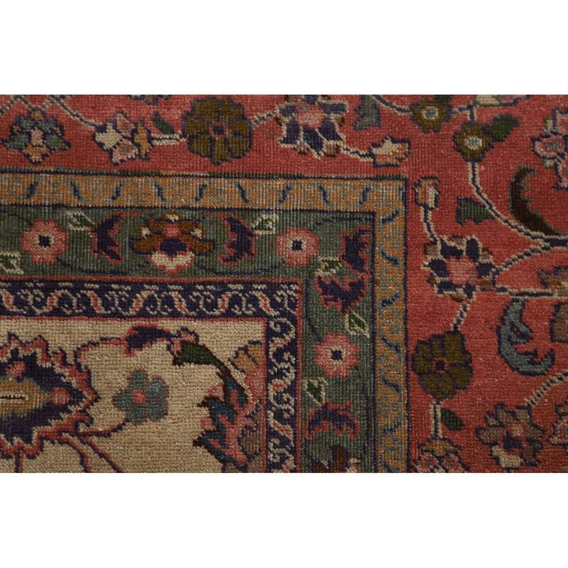 Vegetable Dye Signed Tabriz Persian Antique Rug Handmade Wool Carpet - 9'3"x 13'0"