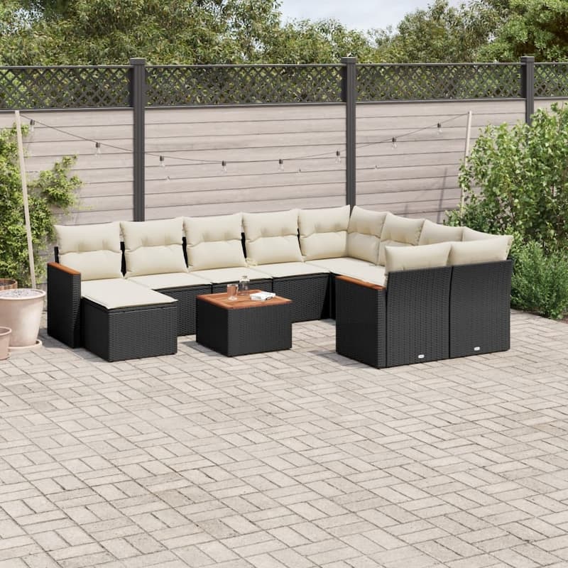 vidaXL Garden Sofa Set Black, Cream White - 21.7 x 21.7 x 14.6 in