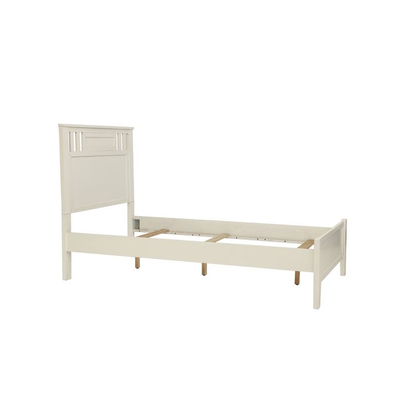 Full Size Bed with Unique Design Headboard, White Finish, Contemporary Style