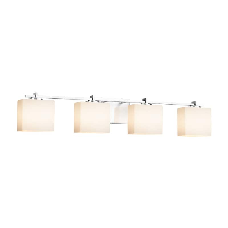 Justice Design Fusion Era 4-light Polished Chrome Bath Bar, Opal Rectangle Shade - Silver