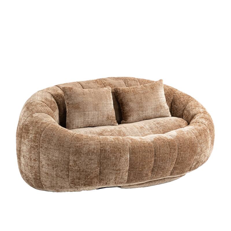 HOMEFUN Chenille Upholstered Durable Comfort Lounger High Back Bean Bag Loveseat Sofa
