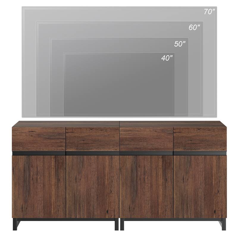 WAMPAT Modern TV Stand with Storage Cabinets for Living Room,Bedroom,Brown