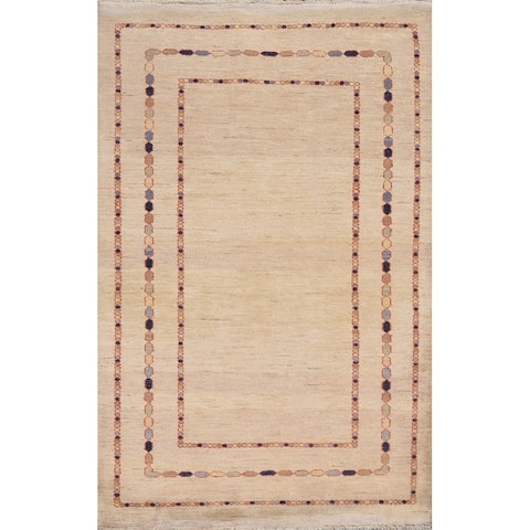 Modern Gabbeh Kashkoli Wool Oriental Area Rug Hand-knotted Carpet - 3'2" x 5'4"