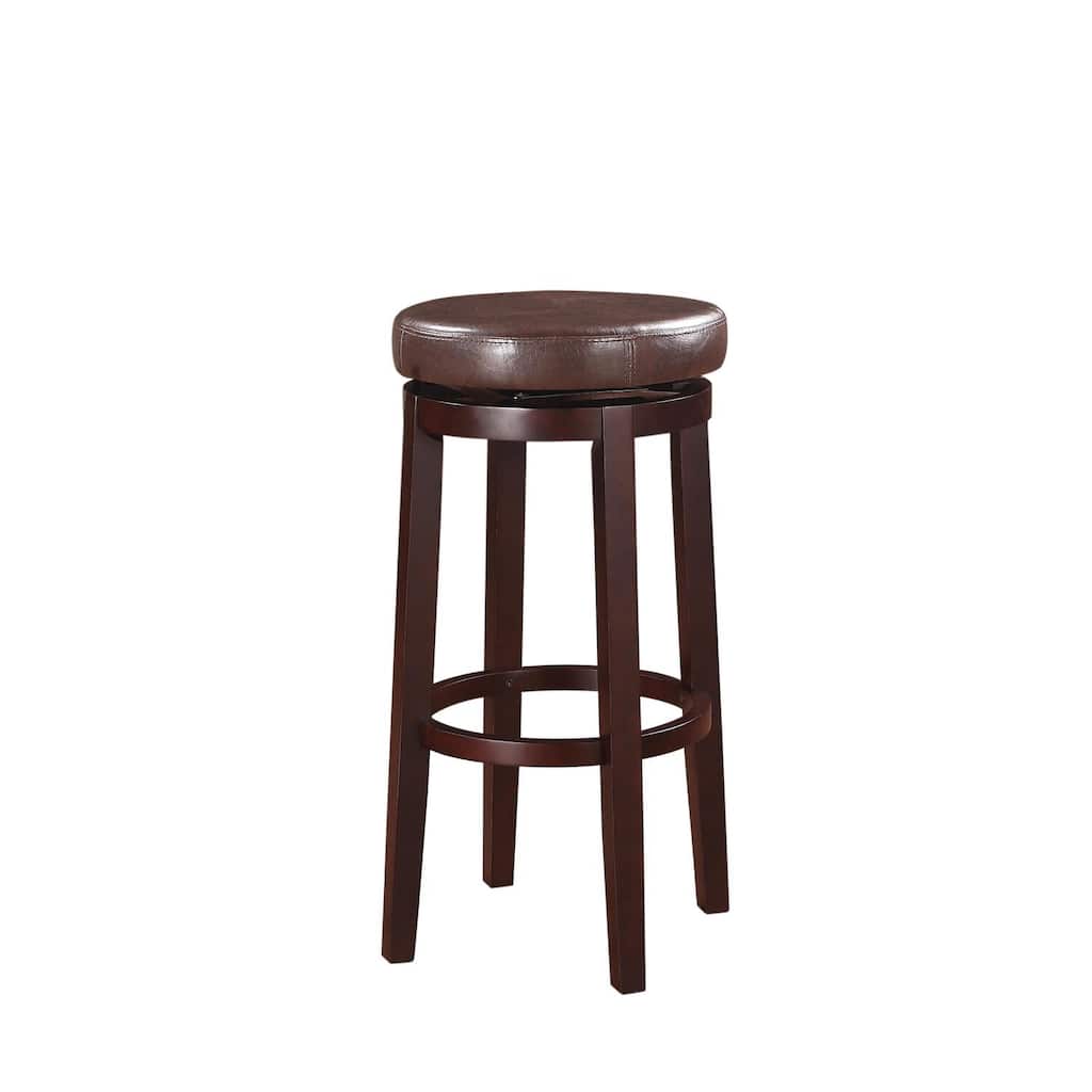 Bar Stools for Kitchen and Counter Height Seating with Backrest, Swivel Design and Brown Upholstered Finish