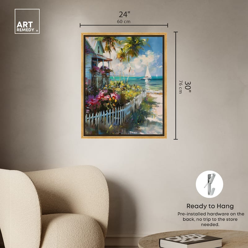 Art Remedy Local Beach House Framed Colorful Coastal 1 Piece Canvas Wall Art