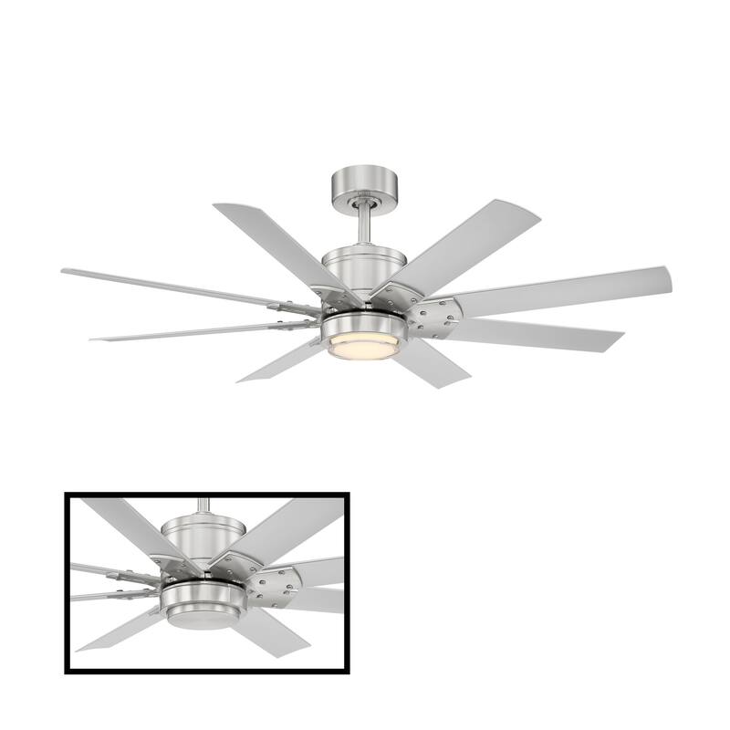 Renegade Indoor and Outdoor 8-Blade Smart Ceiling Fan 52in with 3000K LED Light Kit and Remote Control with Wall Cradle - 52