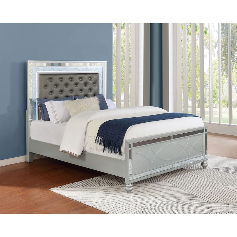 Gunnison Wood LED Panel Bed Silver Metallic