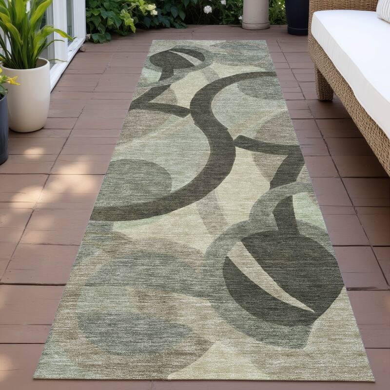 Machine Washable Indoor/Outdoor Contemporary Deco Chantille Rug - Brown - 2'3" x 7'6"