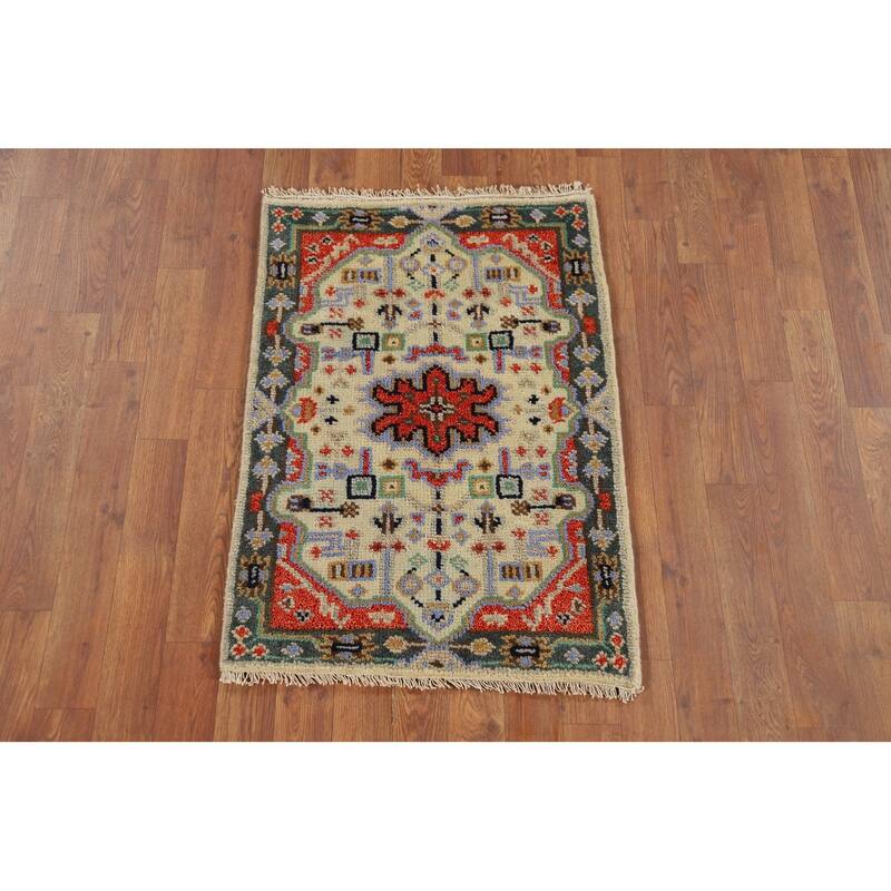 Geometric Kazak Indian Accent Rug Handmade Wool Carpet - 2'0" x 3'0"