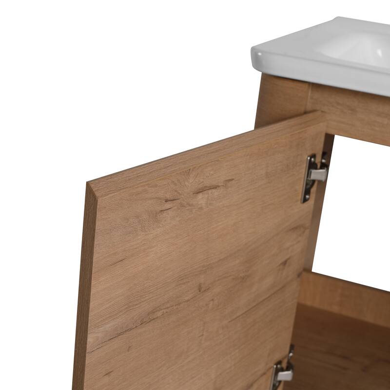 Floating Bathroom Vanity with Sink, Wall-Mounted Bathroom Storage Cabinet, Vanity Cabinet & Ceramic Sink Set