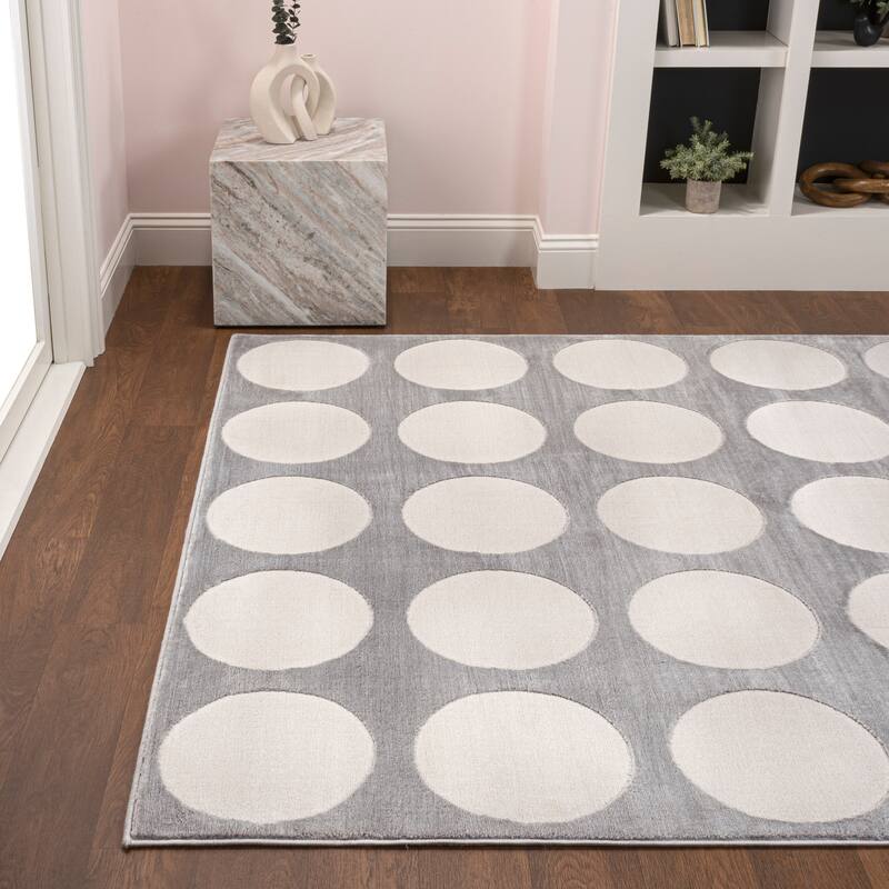 JONATHAN Y Damon Modern Geometric Circle Dot High-Low Area Rug