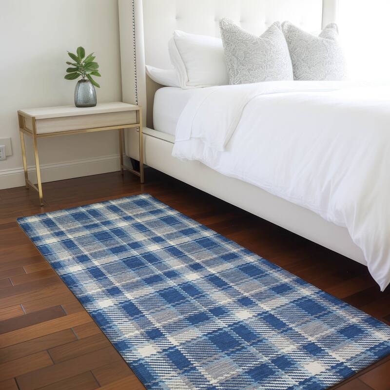 Alvasi Plaid Weather Resistant Blended Style Runner Outdoor Rug