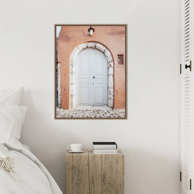 Santorini Dome Complement by Bella Eve Framed Canvas Wall Art Print - Sylvie Beaded Gold