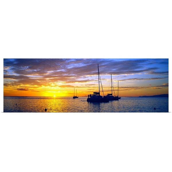 "Sailboats in the ocean at sunset, Tahiti, Society Islands, French Polynesia" Poster Print. Opens flyout.