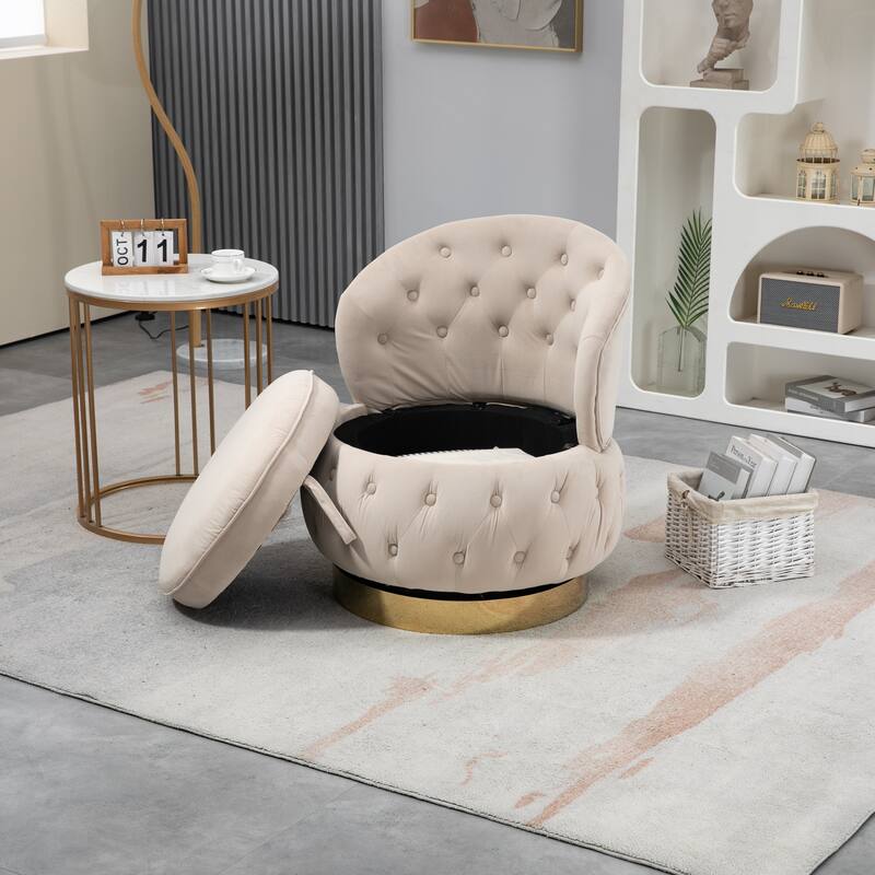 360 Degree Swivel Cuddle Barrel Accent Storage Chairs, Round Armchairs with Wide Upholstered, for Living Room