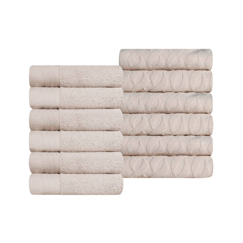 Turkish Cotton Herringbone and Solid Washcloth Towel Set by Superior