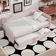 preview thumbnail 14 of 24, Twin Size Daybed Upholstered Platform Bed L-shaped Daybed with Horizontal Stripe Backrest and Trundle, Box Spring Not Required Pink - Twin