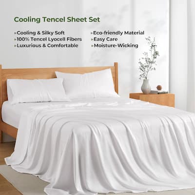100% Tencel Cooling Bedding Sheet Set, Silky Smooth & Breathable Lyocell