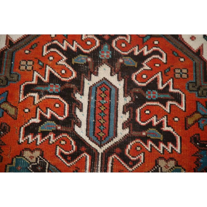 Hand Knotted Oriental 100% Wool Carpet Traditional Medallion Red Heriz Area Rug - 10' 7'' X 7' 2''