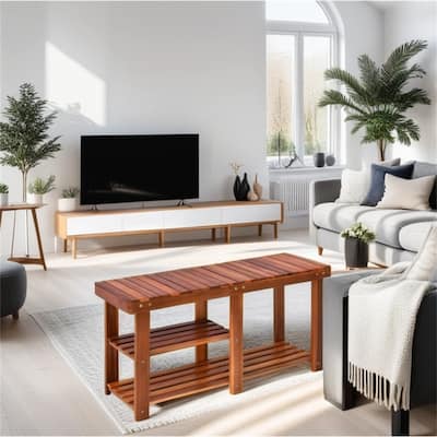 3-Tier Shoe Rack Bench with Storage Shelves
