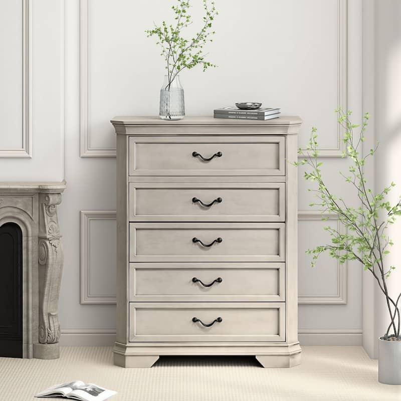 Roundhill Furniture Maderne Traditional Wood 5-Drawer Chest