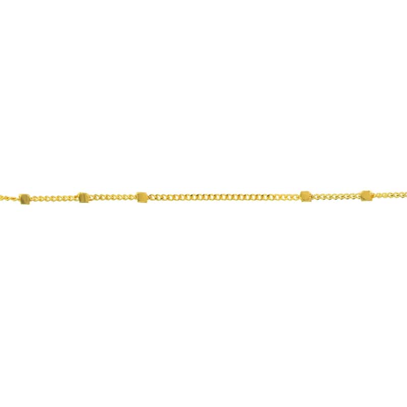 Curata 14k Yellow Gold 1.35mm Triple Cube Saturn Chain Necklace (Lobster)