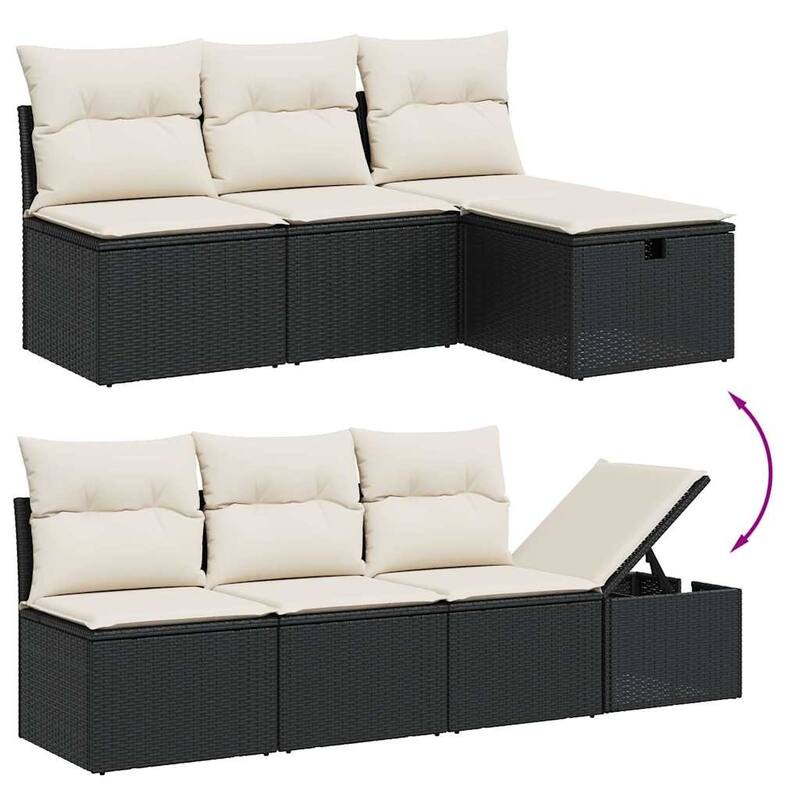 vidaXL Garden Sofa Set Beige/Black/Grey