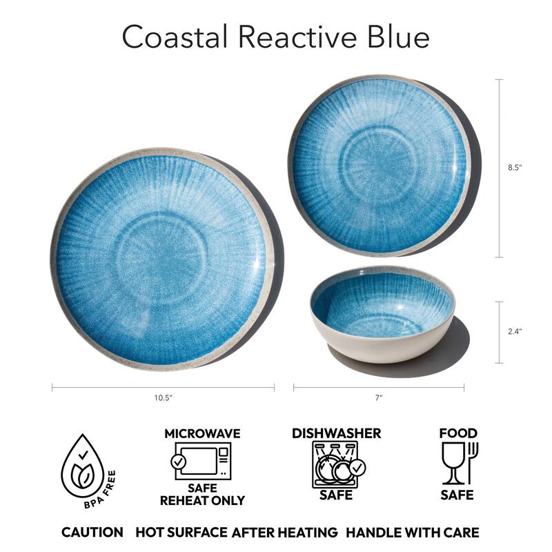 Abode Homewares Coastal Reactive NewWave Melamine Salad Plate - Blue - 8.5" - Set of 6