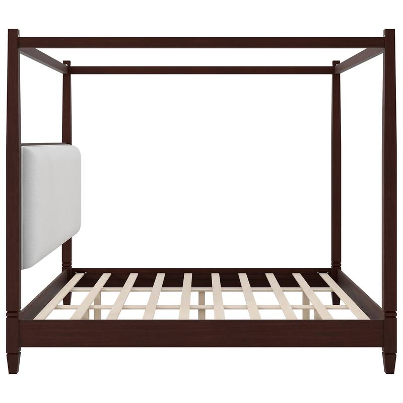 Canopy Platform Bed with Upholstered Headboard by Harper&Bright Designs