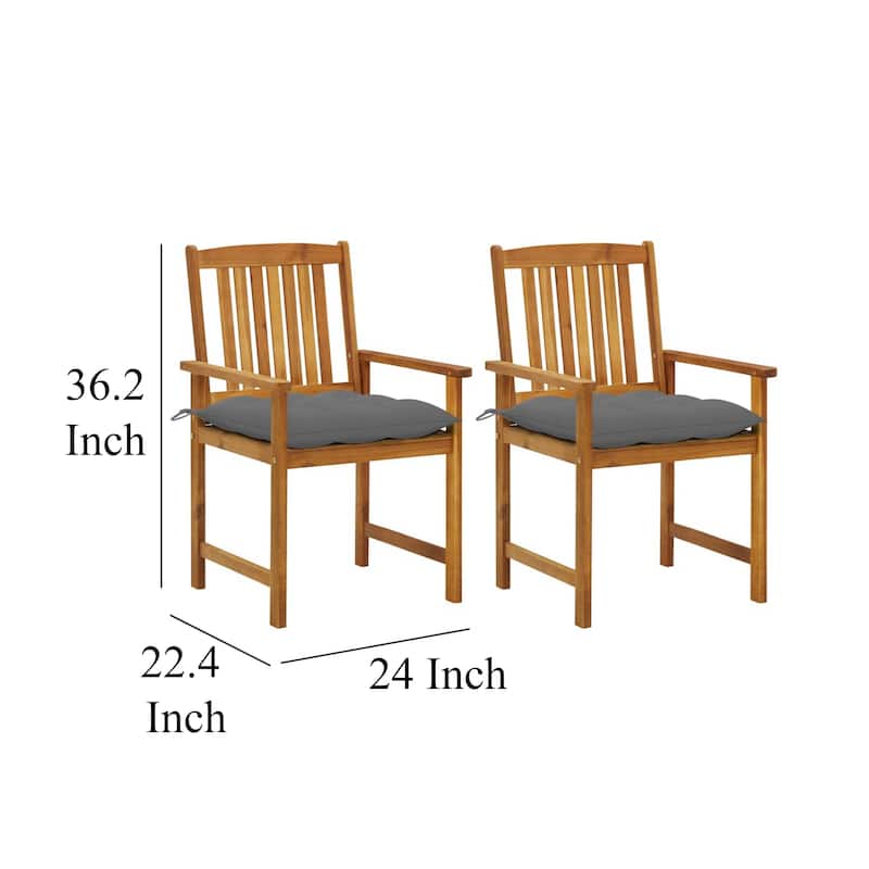 Blaire Outdoor Accent Set of 2, Gray Polyester Brown Acacia Wood