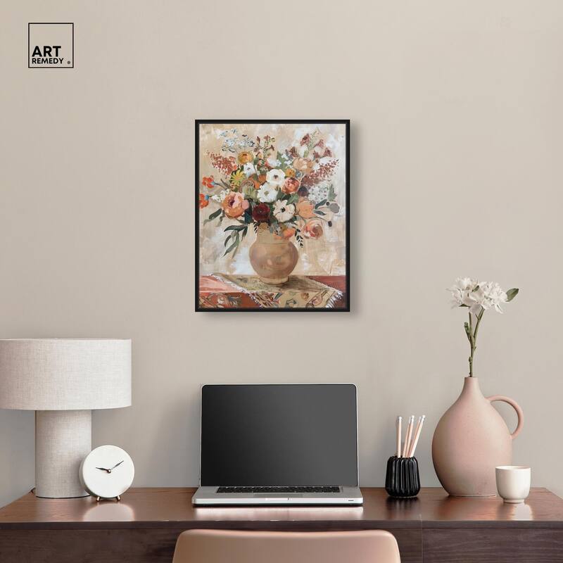 Clay Vase and Flowers Canvas by Art Remedy