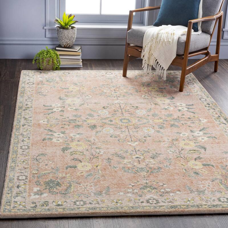 Livabliss Erin Updated Traditional Floral & Botanical Area Rug - 5' 3" x 7' 7" - Pale Pink