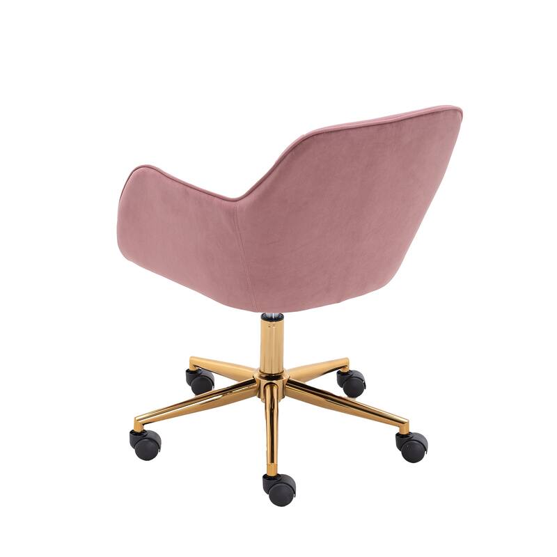 Modern Velvet Fabric Home Office Chair with Gold Metal Legs and