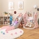 preview thumbnail 1 of 5, 4-in-1 Toddler Slide and Swing Set Indoor Playground