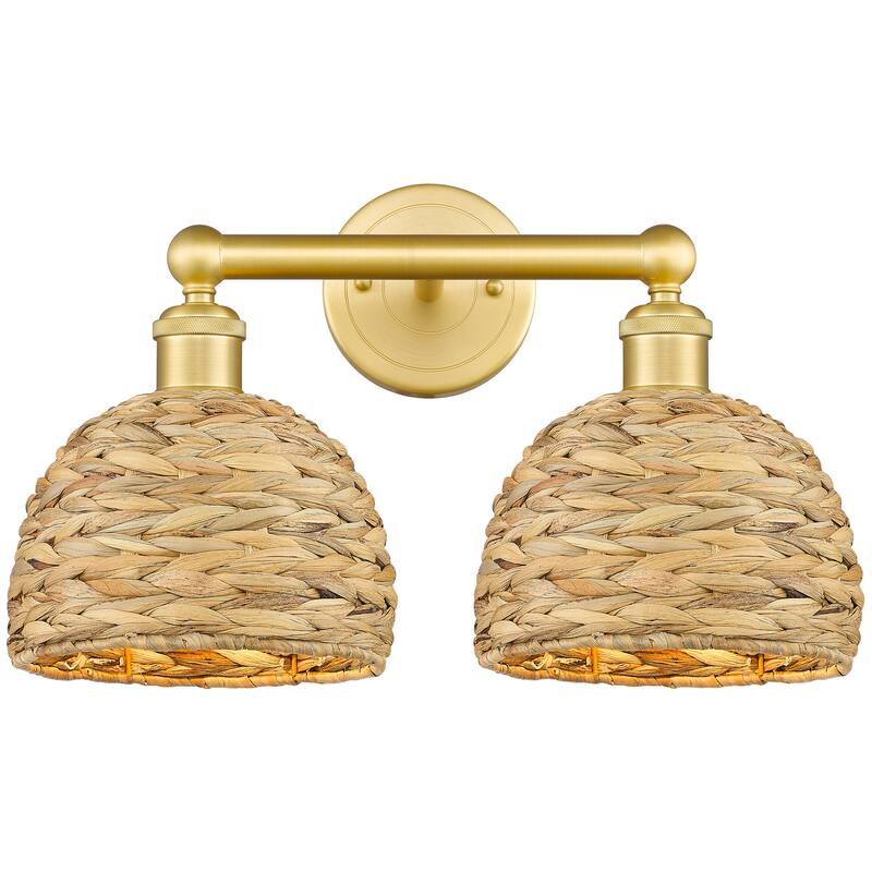 Innovations Lighting Endless Possibilities Edison - Woven Rattan - 2 Light 17" Bath Vanity Light - Satin Gold