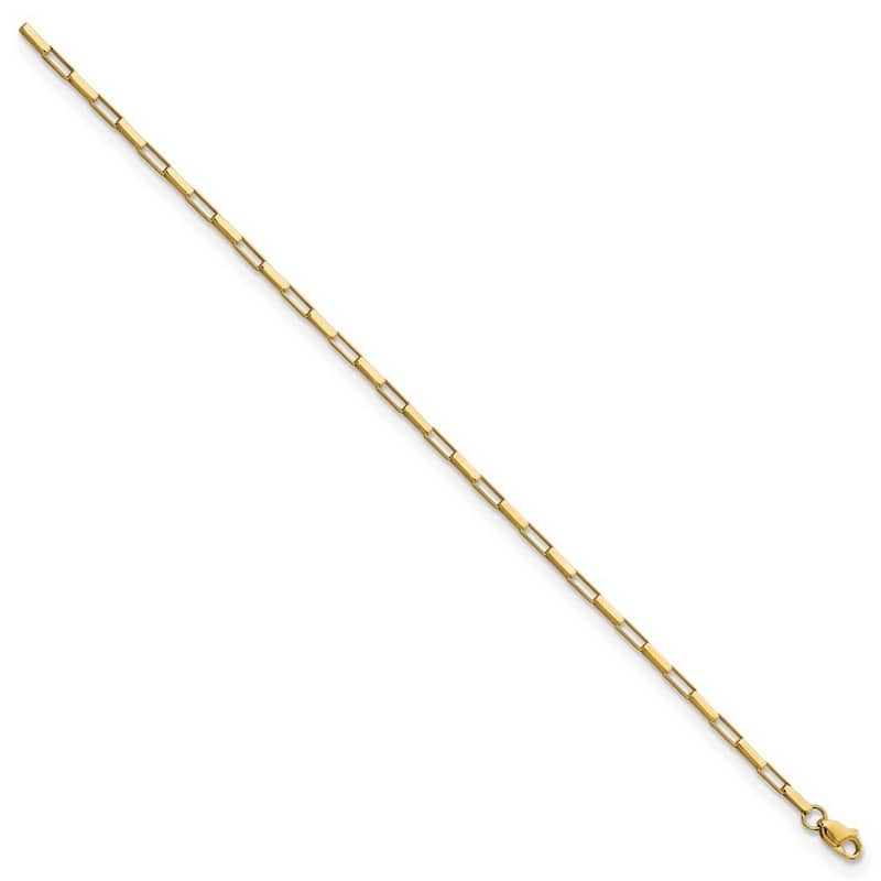 Curata 14k Gold Polished Fancy Box Links Bracelet 7.5 Inch