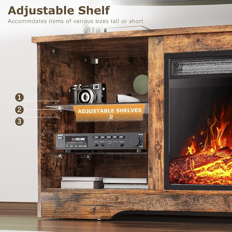 Bossin 58" Fireplace TV Stand with 18'' Electric Fireplace,Modern Entertainment Center for 65'' TVs,TV Cabinet