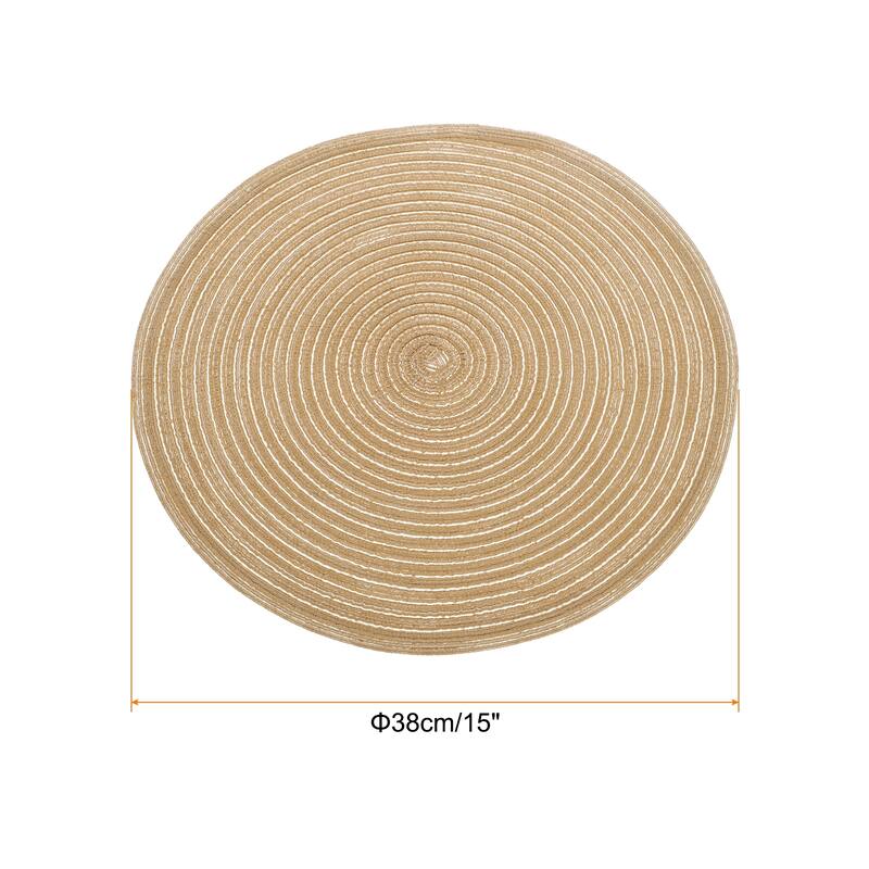 4pcs Round Braided Placemats Non-Slip Washable Round Table Mats - Tawny - 15"