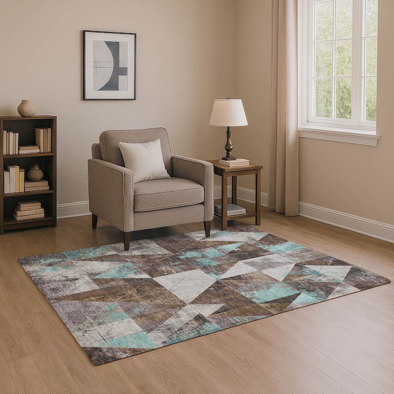 Premium Washable Super Soft Contemporary Mosaic Mayfield Rug - Chocolate - 10' x 14'