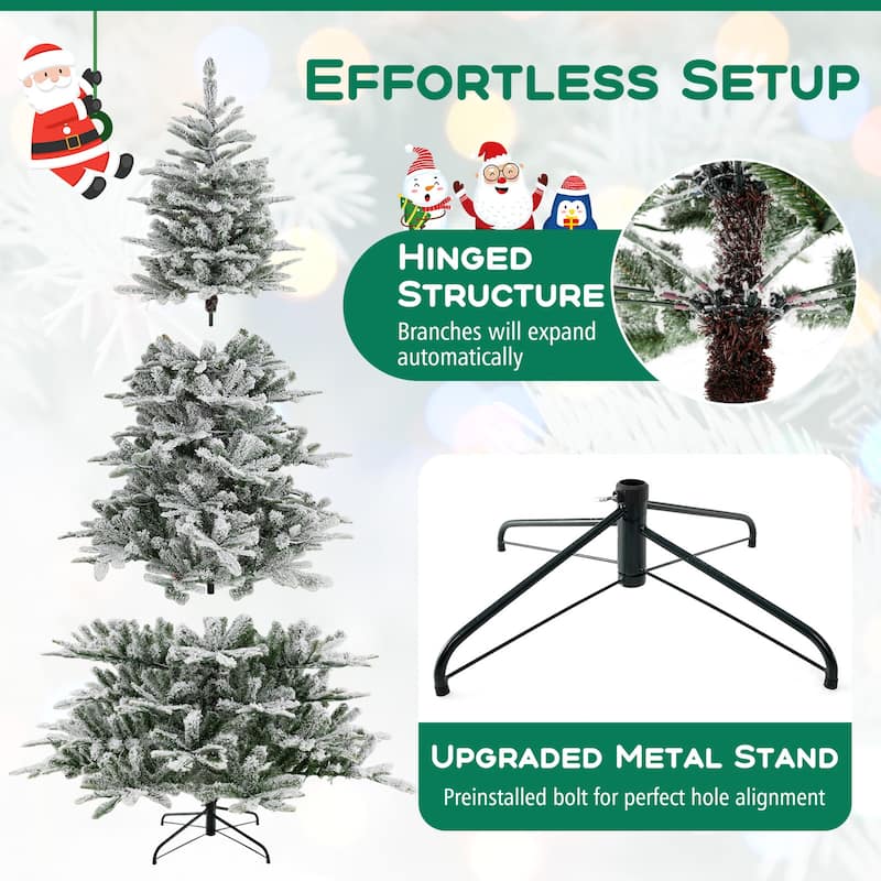 Costway 6/7/8 FT Snow Flocked Artificial Christmas Tree with