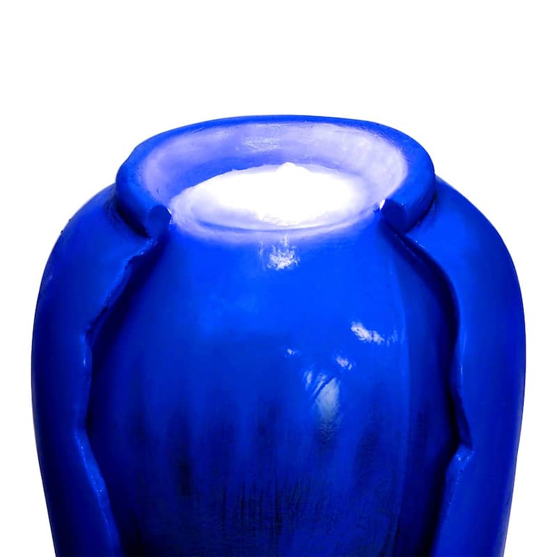 30.7" High Concrete Jar Water Fountain Outdoor, Garden Vase Water Feature - 30.7"H