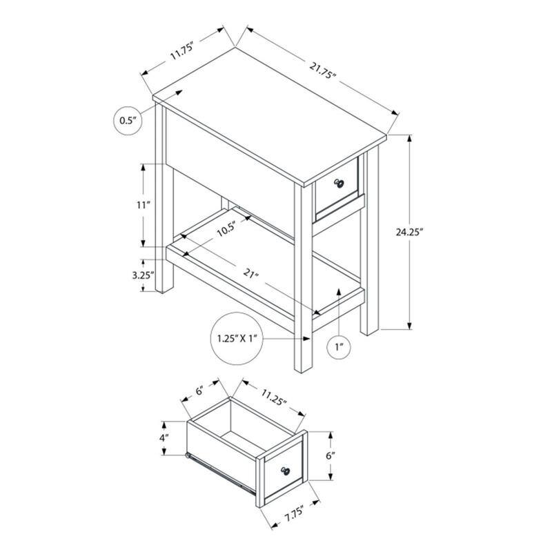 Space saving Table with 1 Drawer and 1 Fixed Shelf, Storage Drawer,Living room, Solid wood Veneer