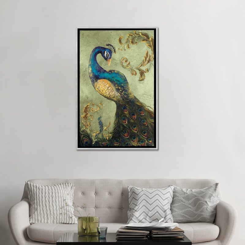 iCanvas "Peacock on Sage II" by Tiffany Hakimipour Framed