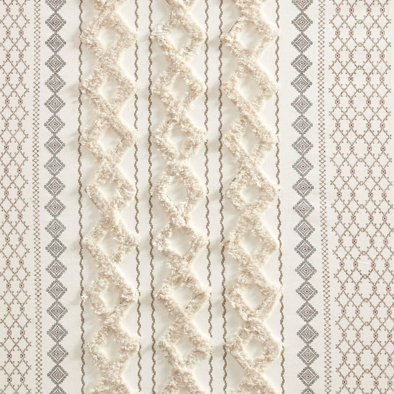 INK+IVY Imani Cotton Printed Single Curtain Panel with Chenille Stripe and Lining