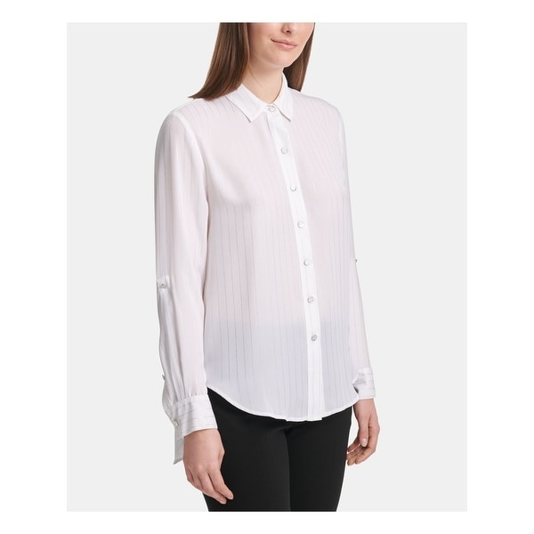 DKNY White Long Sleeve Button Up Top XL. Opens flyout.